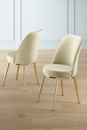 Hanah Home Juego de Sillas de 4 Piezas Crema y Dorado
